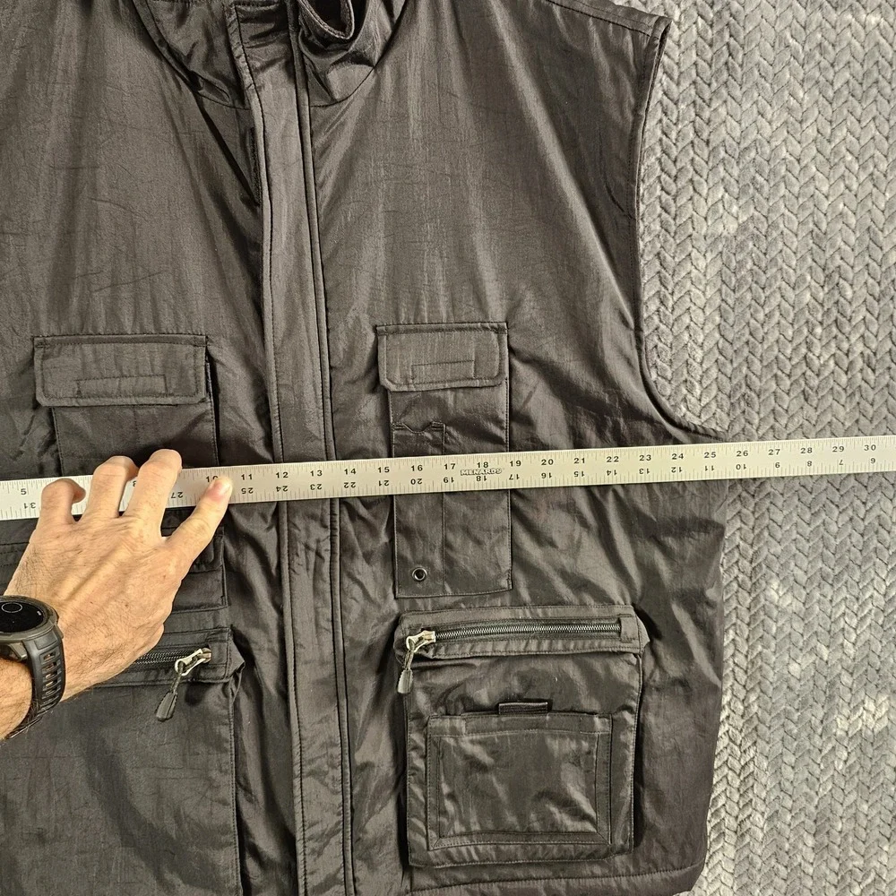 Vintage GAP Vest Mens XXL Black Fleece Lined‎ Utility Multi Pocket Full Zip